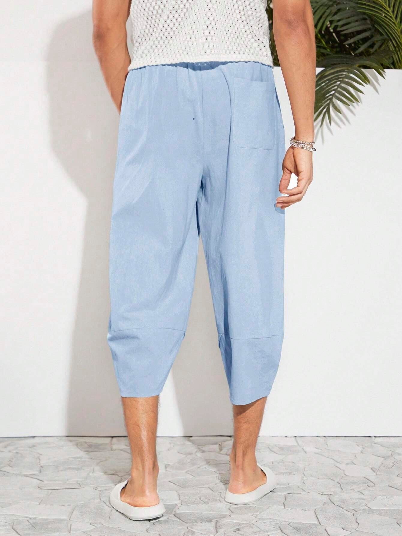 Manfinity VCAY Men Cotton Tie Waist Tulip Hem Capri Pants
