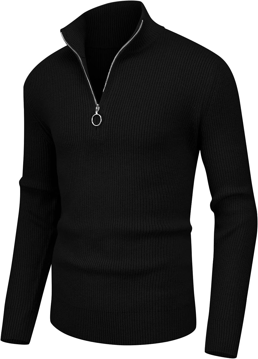 Men'S Soft Sweaters Quarter Zip Pullover Classic Ribbed Turtleneck Sweater