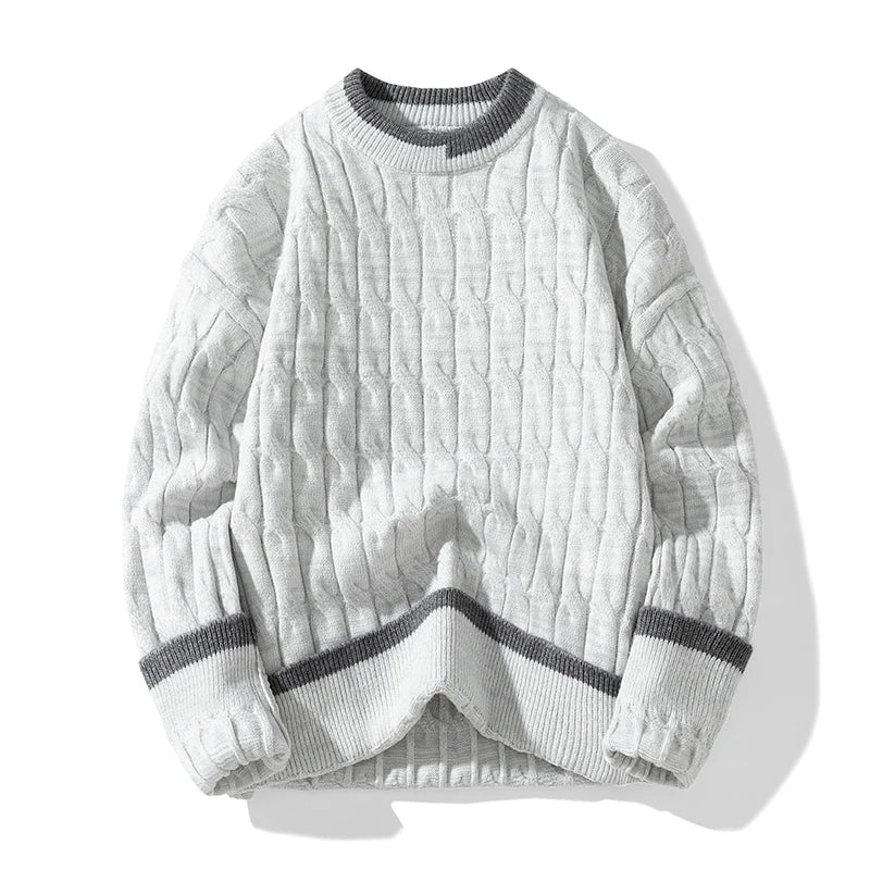Autumn Winter Men'S Sweater Warm Knit Pullovers Fashion Loose Knitted Sweaters Men Youthful Vitality Patchwork Casual Pullovers