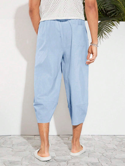 Manfinity VCAY Men Cotton Tie Waist Tulip Hem Capri Pants