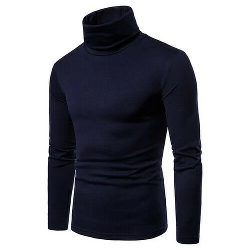 Men Long Sleeve Turtleneck Slim Pullover Sweater