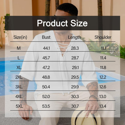 Men'S Fashion Shirt Short Sleeve Beach V-Neck Drawstring Printing Yoga African Summer Top