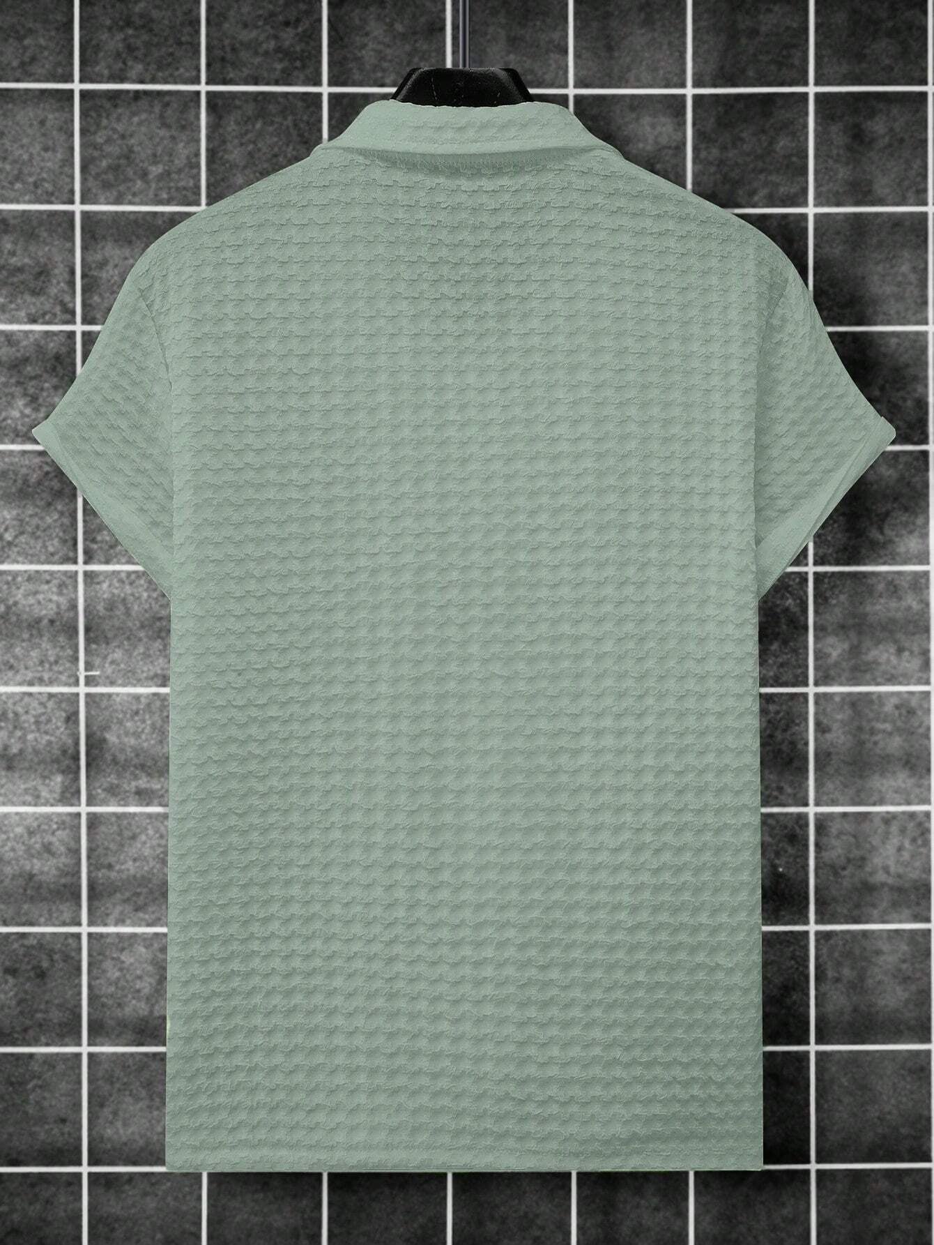 Manfinity Homme Men Solid Button up Short Sleeve Casual Plain Shirt for Boyfriend Gift