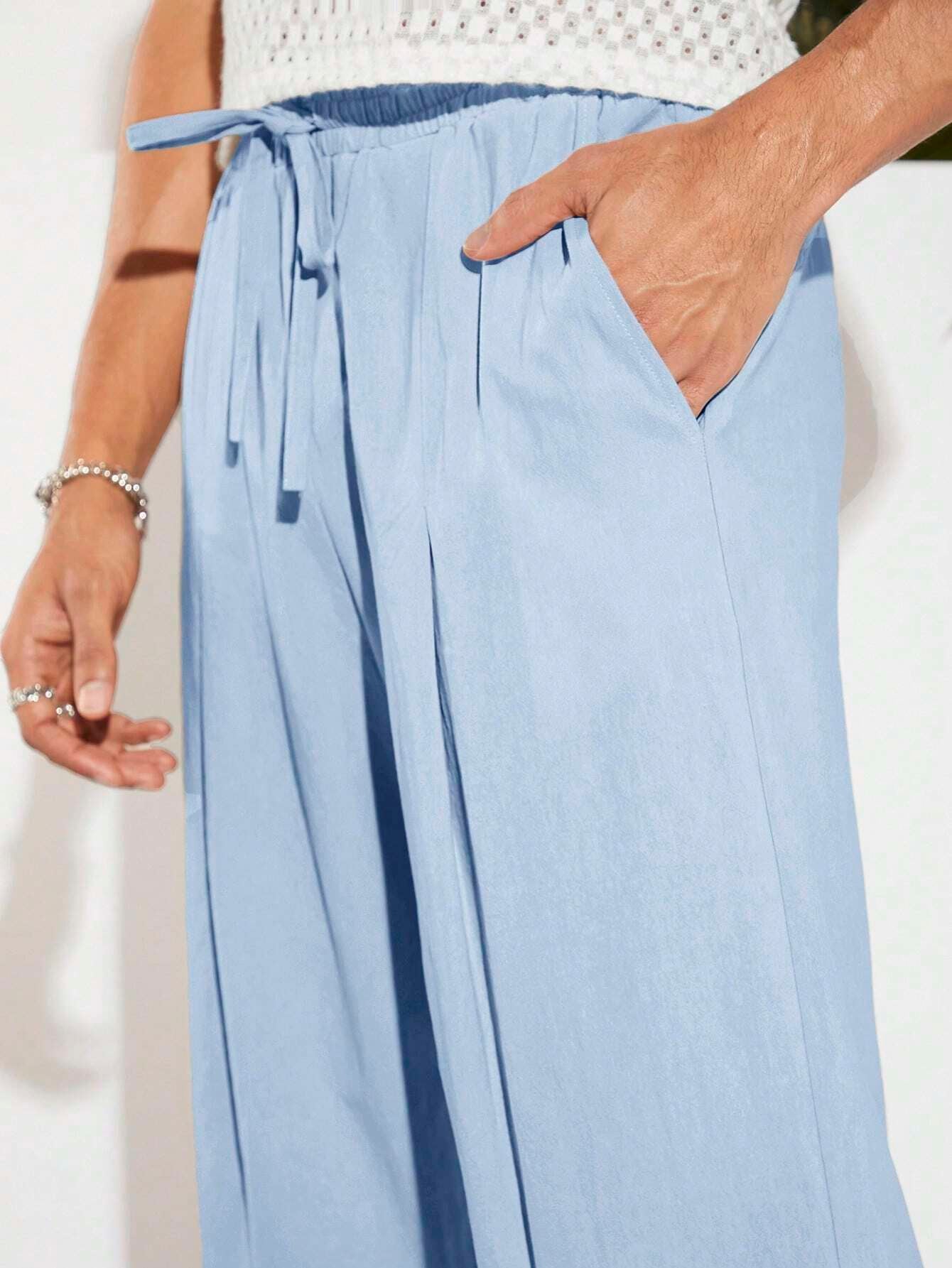 Manfinity VCAY Men Cotton Tie Waist Tulip Hem Capri Pants