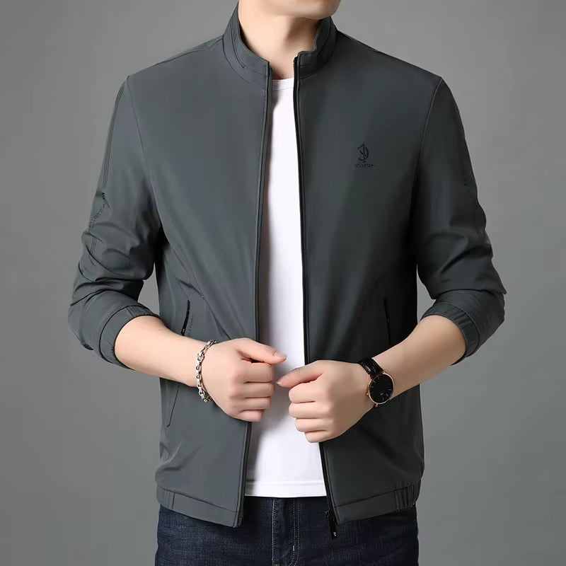 Top Quality New Brand Fashion Stand Collar Streetwear Mens Coats and Jackets Zipper Windbreaker Simple Casual Mens Clothes 2025