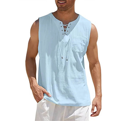 Men'S Lightweight Tank Tops Summer Sleeveless T-Shirt Solid Color Loose Breathable Shirt Casual Tethered Vest T Shirt