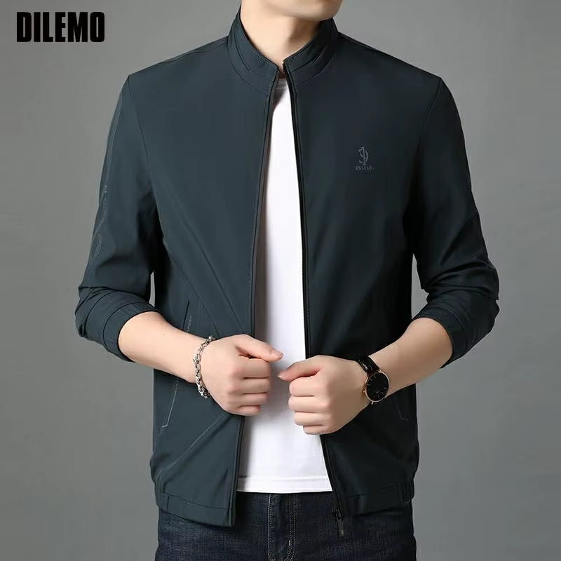 Top Quality New Brand Fashion Stand Collar Streetwear Mens Coats and Jackets Zipper Windbreaker Simple Casual Mens Clothes 2025