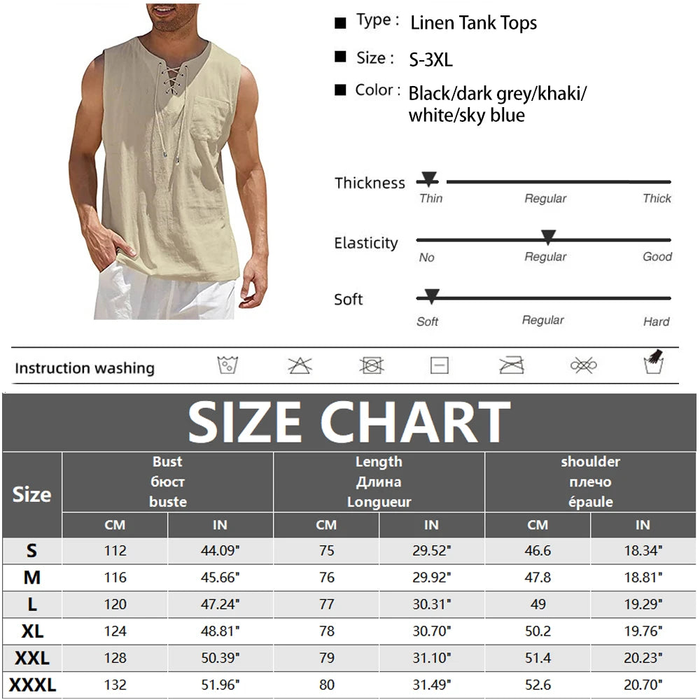Men'S Lightweight Tank Tops Summer Sleeveless T-Shirt Solid Color Loose Breathable Shirt Casual Tethered Vest T Shirt