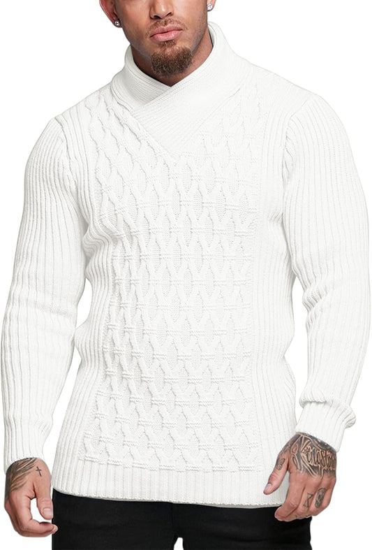 Mens Pullover Sweaters Fashion Diamond Knit Sweater Stylish Knitwear Lightweight Jumper