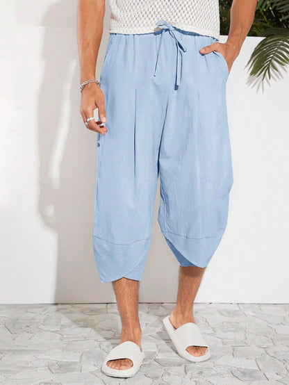 Manfinity VCAY Men Cotton Tie Waist Tulip Hem Capri Pants