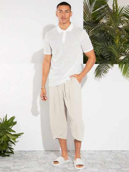 Manfinity VCAY Men Cotton Tie Waist Tulip Hem Capri Pants