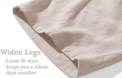 Mens Casual Linen Capri Pants Widen Leg 3/4 Pants with Pockets, White£¬36