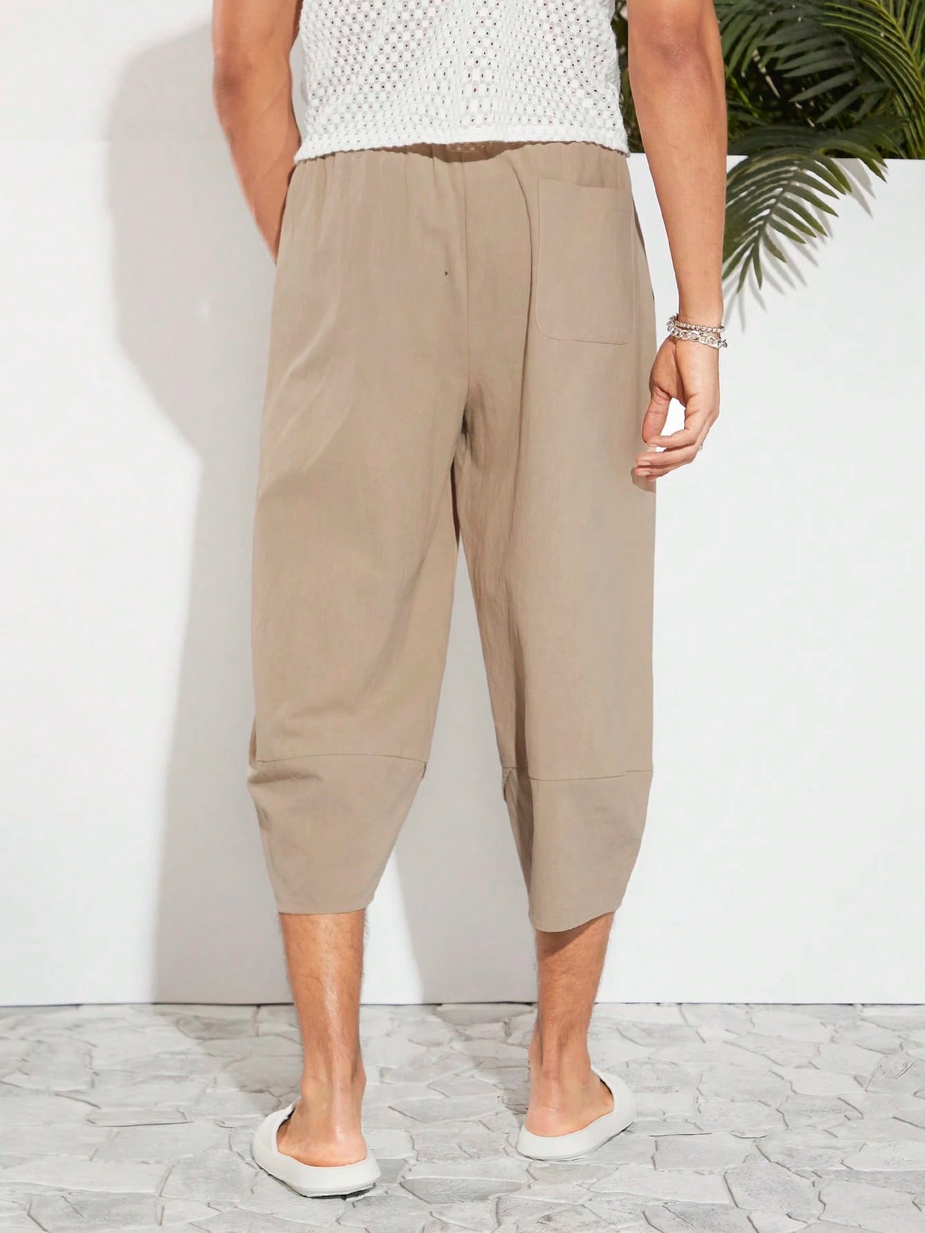 Manfinity VCAY Men Cotton Tie Waist Tulip Hem Capri Pants