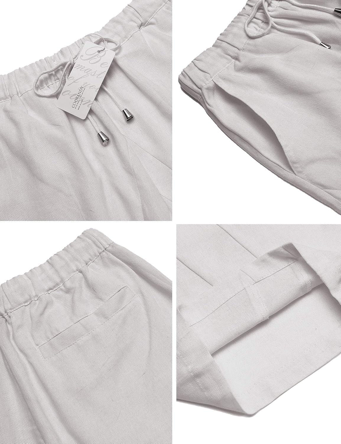 Men Cotton Linen Capri Pants Baggy Harem Pants Drawstring Yoga Beach Pants