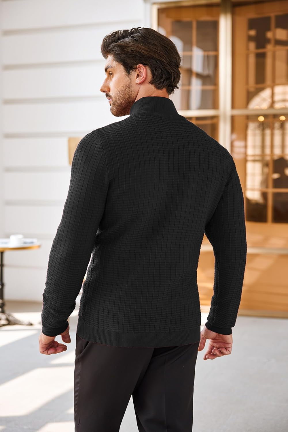 Men'S Quarter Zip Sweaters Slim Fit Lightweight Cotton Knitted Casual Mock Neck Pullover Sweaters