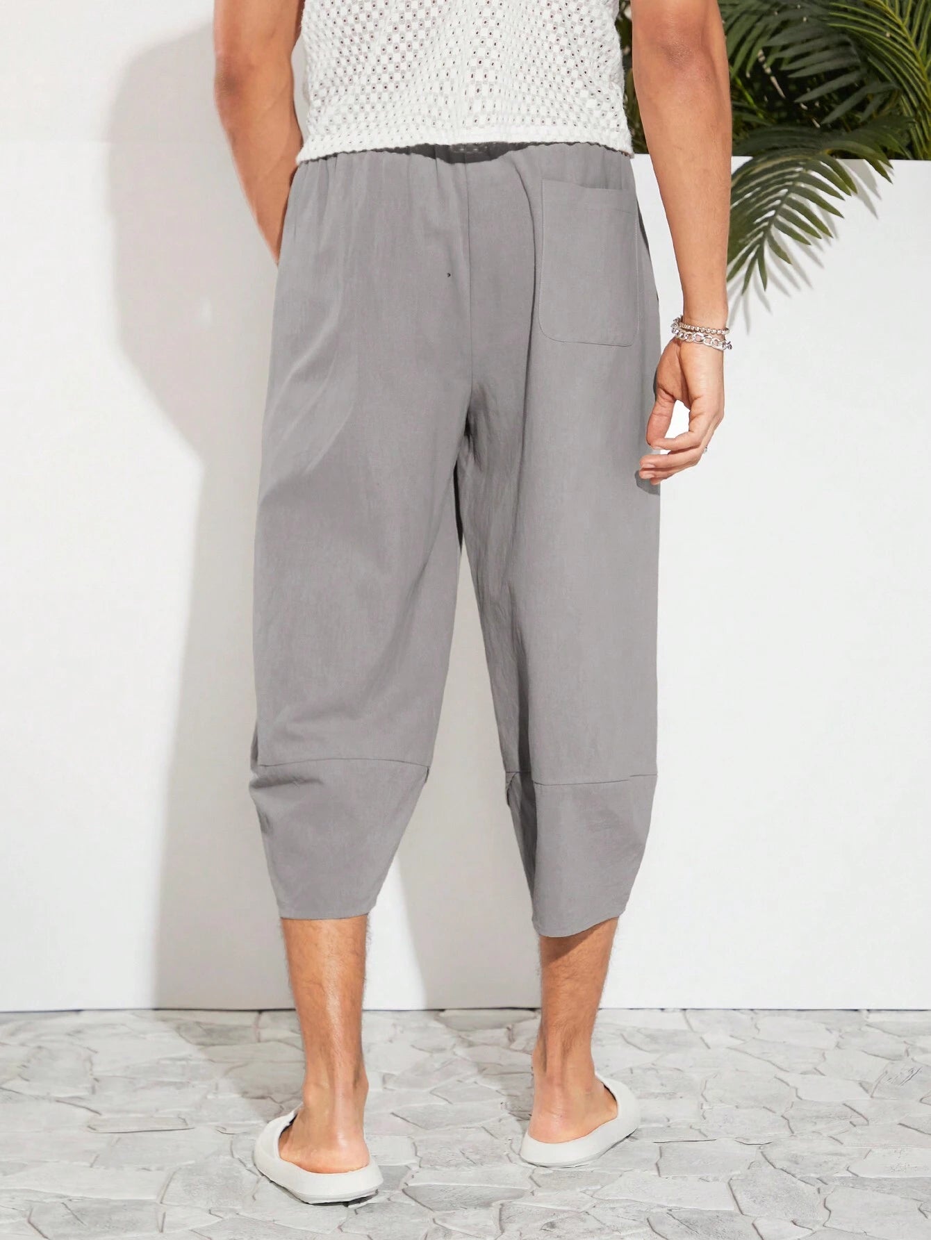 Manfinity VCAY Men Cotton Tie Waist Tulip Hem Capri Pants