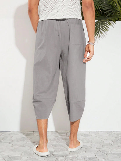 Manfinity VCAY Men Cotton Tie Waist Tulip Hem Capri Pants