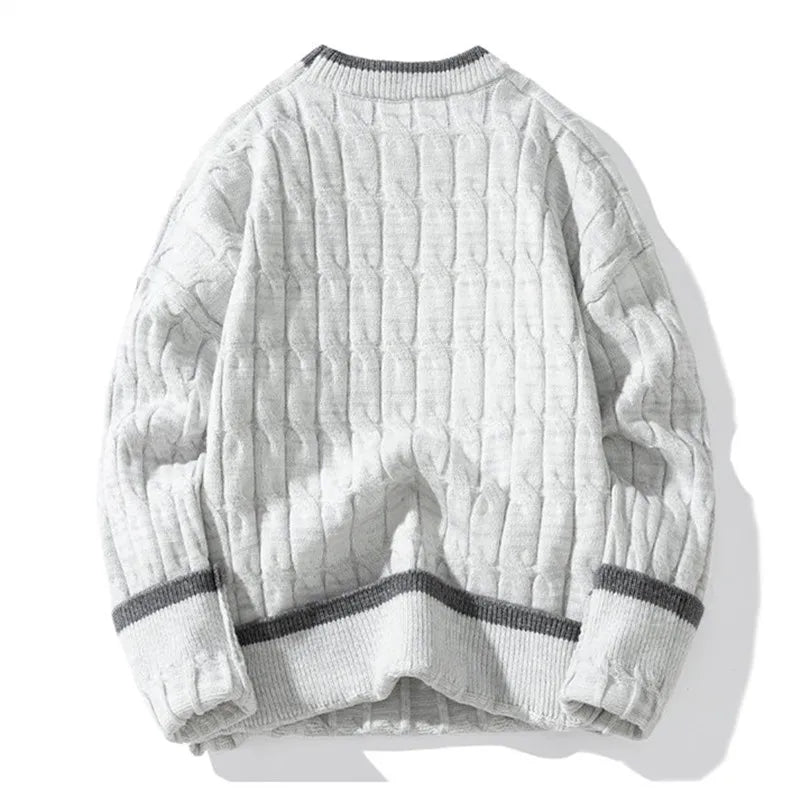 Autumn Winter Men'S Sweater Warm Knit Pullovers Fashion Loose Knitted Sweaters Men Youthful Vitality Patchwork Casual Pullovers