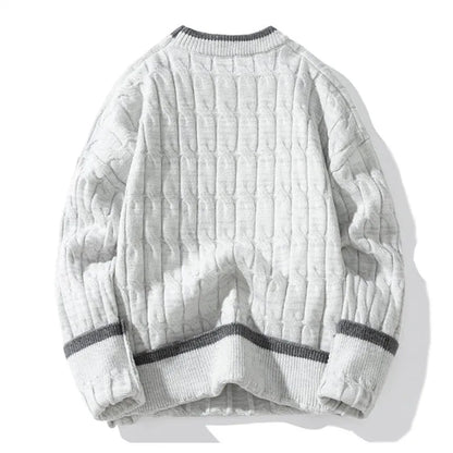 Autumn Winter Men'S Sweater Warm Knit Pullovers Fashion Loose Knitted Sweaters Men Youthful Vitality Patchwork Casual Pullovers