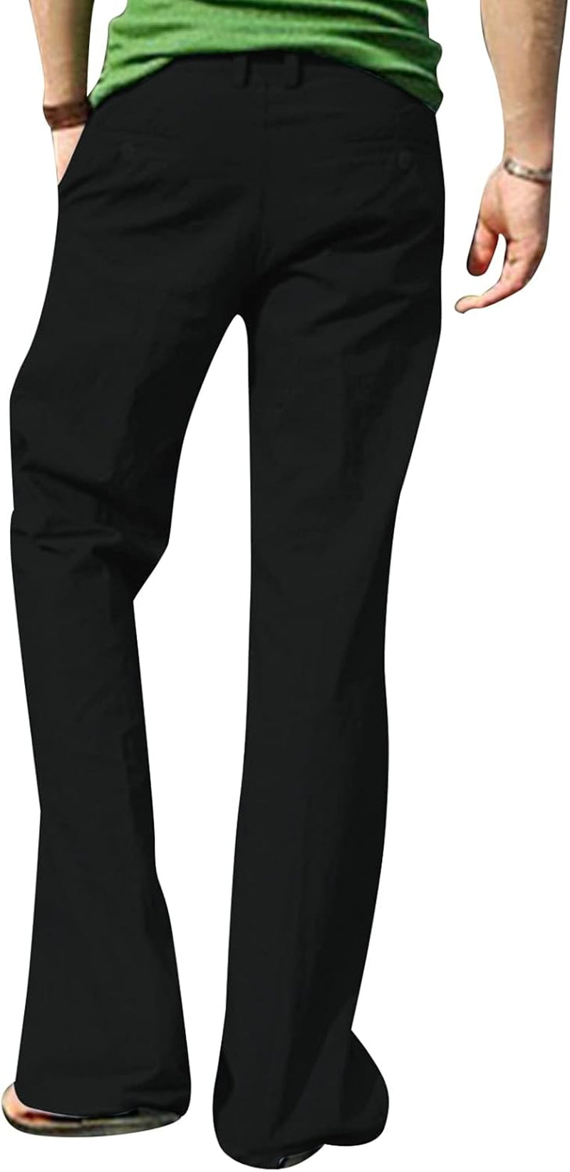 Men'S Casual Lace-Up Pocket Solid Color Cotton and Hemp Trousers Pants Wide Leg Straight Baggy Leopard Print Palazzo Pant Belted Cropped Paper Bag Premium Pleated Maxi Gaucho, 10-Black